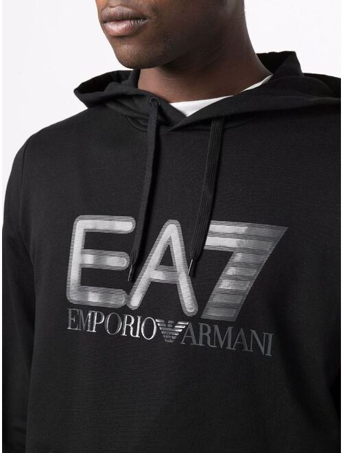 Ea7 Emporio Armani logo-print cotton hoodie