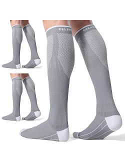 CelerSport 3 Pairs Compression Socks for Men and Women 20-30 mmHg Running Support Socks