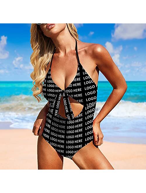 Interestprint Women Bathing Suits Custom Face Red Love Heart Hollow Out Keyhole Print One Piece Swimsuit Swimwear