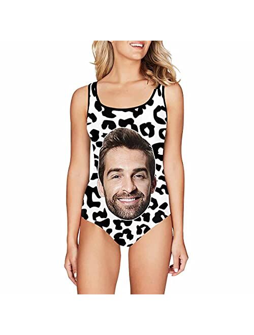 Mypupsocks Custom Face Swimwear Women Swimsuit Personalized Face Slip One Piece Bathing Suits