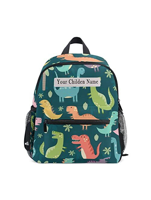 OREZI Custom Kid's Name Toddler Bag,Personalized Backpack with Name/Text Daycare Bag,Customization Cute Dino Scandinavian Style Nursery Bag Preschool Backpack Baby Diaper