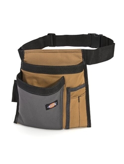 5-Pocket Single Side Tool Belt Pouch/Work Apron, Durable Canvas Construction, Adjustable Belt for Custom Fit, Black