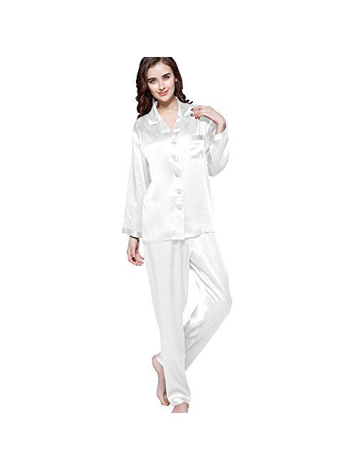 LilySilk Silk Pajamas for Women Pure Full Length Long 22 Momme 100% Mulberry Silk Luxury