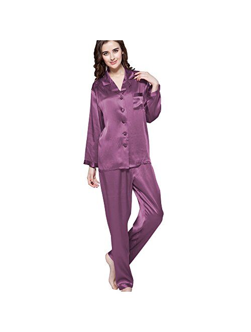 LilySilk Silk Pajamas for Women Pure Full Length Long 22 Momme 100% Mulberry Silk Luxury