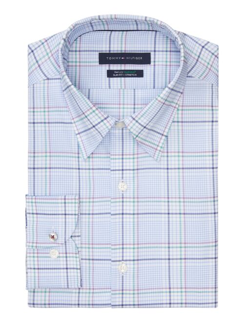 Tommy Hilfiger Men's Slim-Fit Non-Iron TH Flex Performance Stretch Plaid Dress Shirt