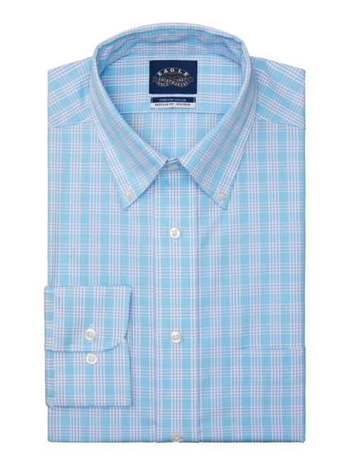 Eagle Men's Classic/Regular-Fit Non-Iron Stretch Collar Plaid Dress Shirt