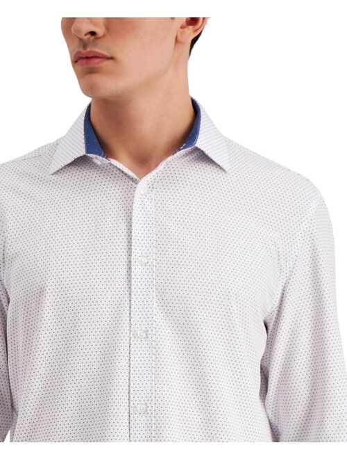 Tallia Men's Slim-Fit No-Iron Performance Stretch White Dot Dress Shirt