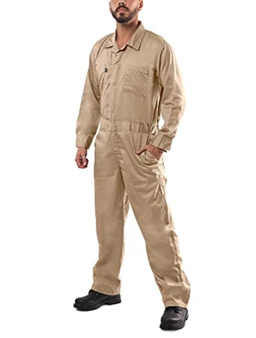 Kolossus Men's Long Sleeve Coverall - Blended - Adjustable Cuff - Utility Pockets