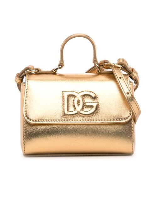 Dolce & Gabbana Kids TEEN metallic leather tote bag