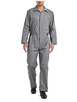 TOPTIE Men's Long Sleeve Coverall, Snap and Zip-Front Coverall