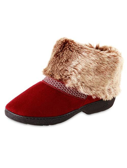 isotoner Women's Recycled Microsuede Mallory Boot Slipper, with Memory Foam