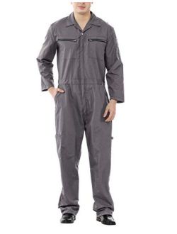 TOPTIE Men's Twill Action Back Coveralls Zipper Coverall Regular