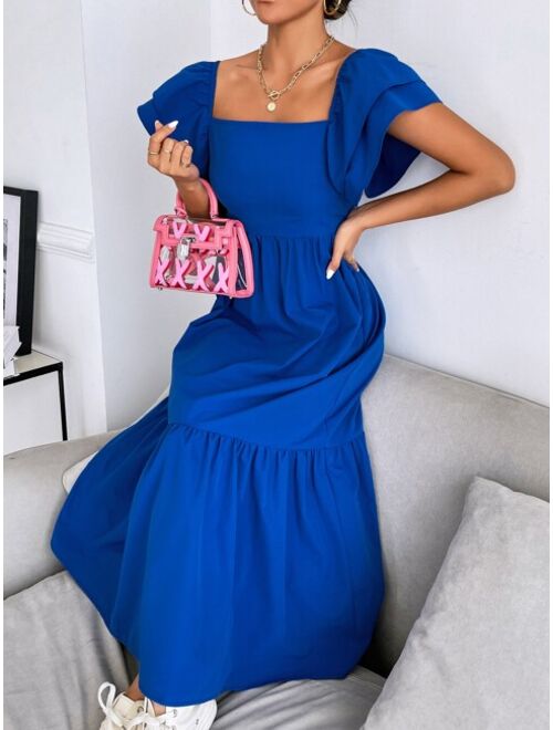 Shein Layered Sleeve Ruffle Hem Dress