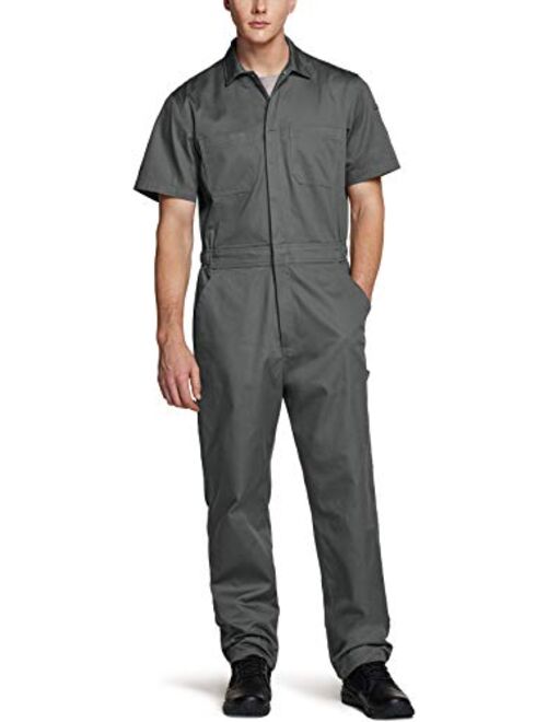 CQR Men's Short Sleeve Zip-Front Coverall, Twill Stain & Wrinkle Resistant Work Coverall, Action Back Jumpsuit with Multi Pockets