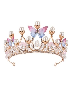 Yanstar Gold Princess Crown for Girls, Crystal Birthday Tiaras for Toddler Little Girl Big Kid Girl Prom Costume Party Accessories