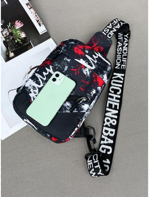 Shein Men Allover Graphic Sling Bag