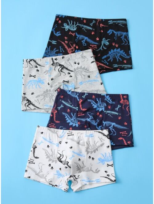 Shein Boys 4pcs Dinosaur Skeleton Print Boxer Brief