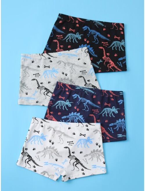 Shein Boys 4pcs Dinosaur Skeleton Print Boxer Brief