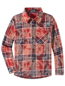 Spring&Gege Boys Casual Long Sleeve Plaid Flannel Button Down Shirt for Children (2-14 Years)