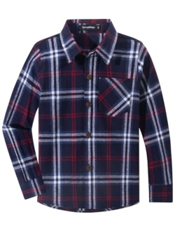 Spring&Gege Boys Casual Long Sleeve Plaid Flannel Button Down Shirt for Children (2-14 Years)