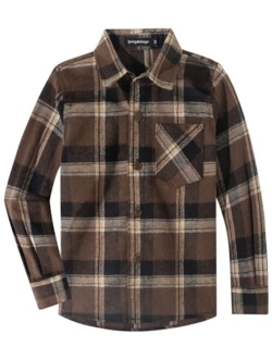 Spring&Gege Boys Casual Long Sleeve Plaid Flannel Button Down Shirt for Children (2-14 Years)