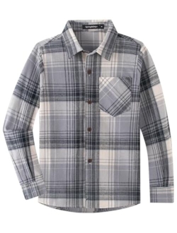 Spring&Gege Boys Casual Long Sleeve Plaid Flannel Button Down Shirt for Children (2-14 Years)