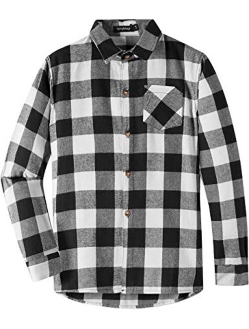 Spring&Gege Boys Casual Long Sleeve Plaid Flannel Button Down Shirt for Children (2-14 Years)