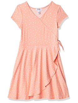 Girls' Short Sleeve Faux Wrap Knit Dress