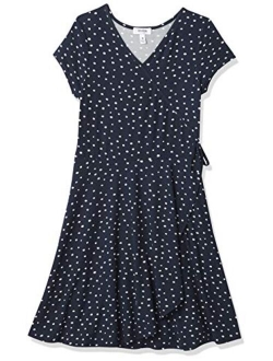 Girls' Short Sleeve Faux Wrap Knit Dress