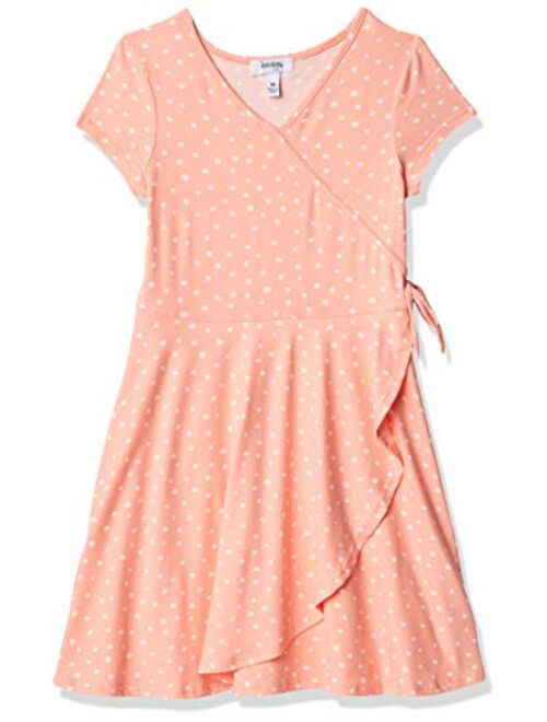 Speechless Girls' Short Sleeve Faux Wrap Knit Dress