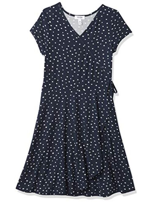 Speechless Girls' Short Sleeve Faux Wrap Knit Dress