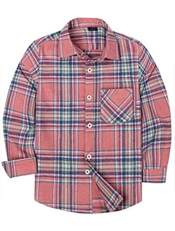 siliteelon Toddler Baby Boys Plaid Flannel Shirt Long Sleeve Button Down Shirts