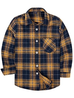 siliteelon Toddler Baby Boys Plaid Flannel Shirt Long Sleeve Button Down Shirts