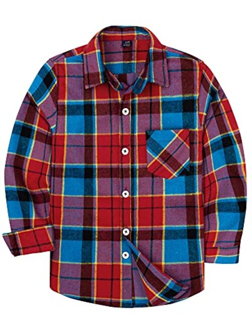 siliteelon Toddler Baby Boys Plaid Flannel Shirt Long Sleeve Button Down Shirts