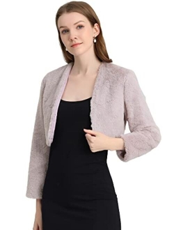 Women's Cropped Jacket Evening Open Front Bolero Faux Fur Shrug