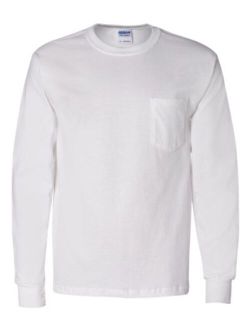 Ultra Cotton 6 oz. Long-Sleeve Pocket T-Shirt (G241) WHITE