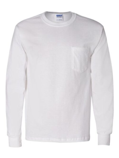 Gildan Ultra Cotton 6 oz. Long-Sleeve Pocket T-Shirt (G241) WHITE