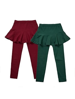 CHATTER CARROT Toddler Skirt Leggings – Casual Ruffle Skirt Pant for Kids & Girls – 2-Pack