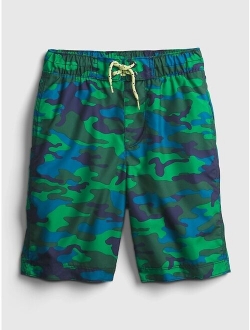 Kids 100% Recycled Polyester Camo Swim Board Shorts