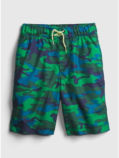 GAP Kids 100% Recycled Polyester Camo Swim Board Shorts