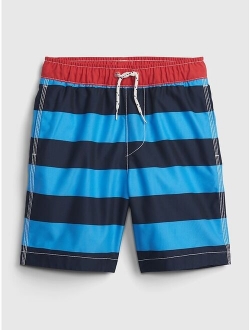 Kids 100% Recycled Polyester Stripe Swim Trunks