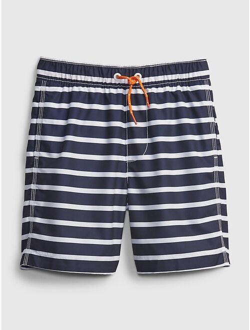 GAP Kids 100% Recycled Polyester Stripe Swim Trunks