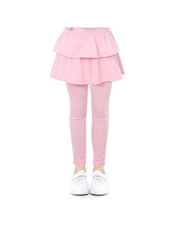 Looching Toddler Little Girls Footless Leggings with Ruffle Tutu Skirt Stretchy Cotton Pants 3-8 Years Old Kids