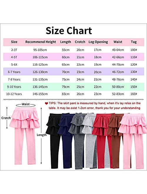 BOOPH Little Girls Footless Leggings with Ruffle Tutu Skirts Kids Tights Pants