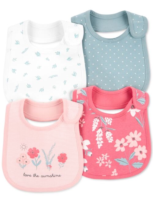 Carter's Baby Girls 4-Pack Floral Teething Bibs