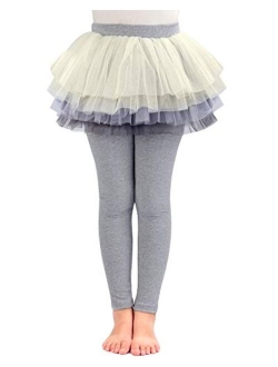 BOOPH Little Girls Leggings Pants with Tutu Skirts Kids Culottes Footless Tights