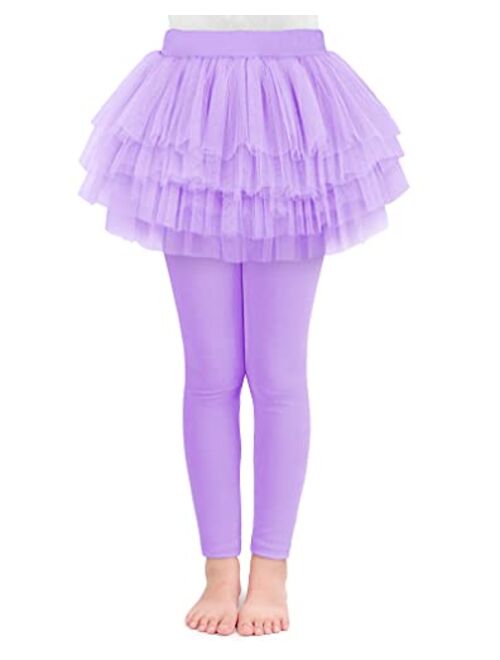 BOOPH Little Girls Leggings Pants with Tutu Skirts Kids Culottes Footless Tights