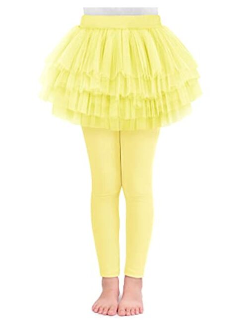 BOOPH Little Girls Leggings Pants with Tutu Skirts Kids Culottes Footless Tights