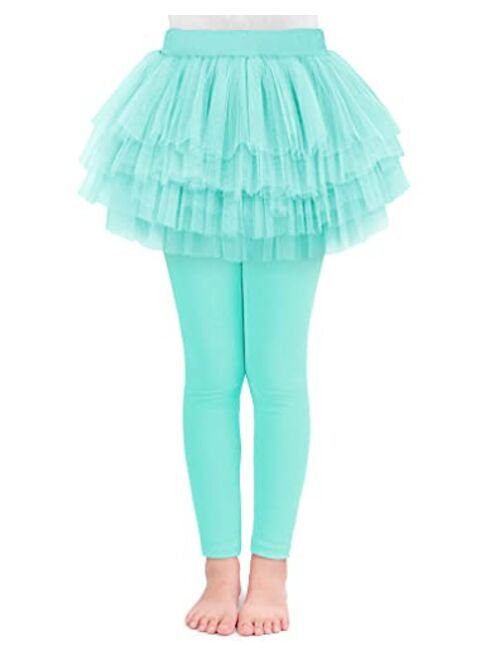 BOOPH Little Girls Leggings Pants with Tutu Skirts Kids Culottes Footless Tights