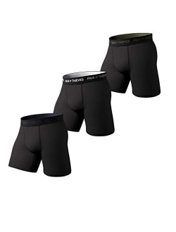 Super Fit Mens Long Leg Boxer Briefs, 3 Pack Underwear, AMZ Exclusive